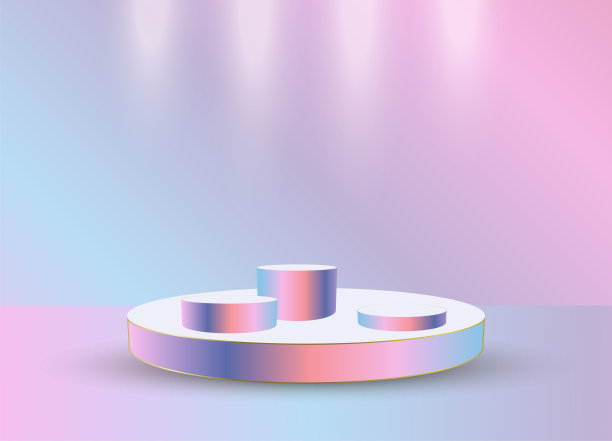 颁奖典礼概念与背景设计向量。彩虹3抽象圆形讲台设计图片下载