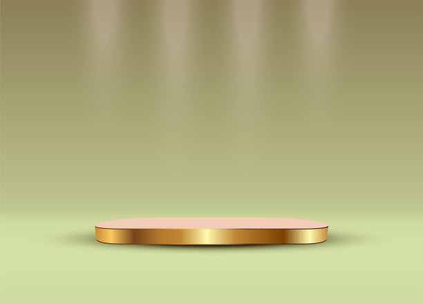 金色未来主义讲台，舞台，场所，舞台的产品与3d金舞台。产品展示图片下载