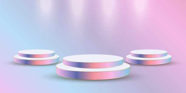 三个领奖台在彩灯的顶端。3阶段的颁奖典礼概念设计图片下载