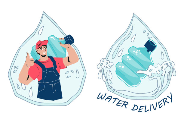 公司的标志或标志的标识元素为送水服务。图片下载