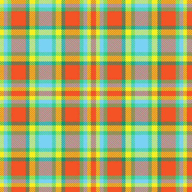 复古高饱和度颜色格纹橙，绿，蓝，黄背景图片下载