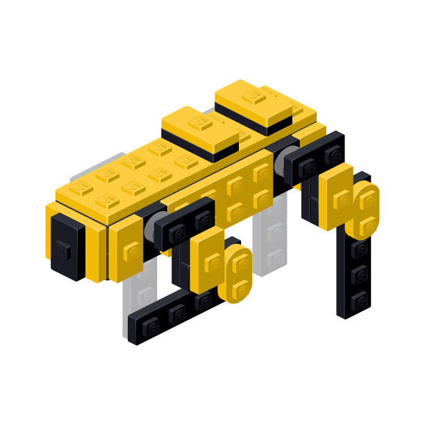 由塑料砖制成的未来机器狗。向量的剪纸艺术图片下载