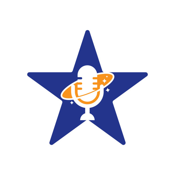 播客行星星形概念矢量标志设计。图片下载