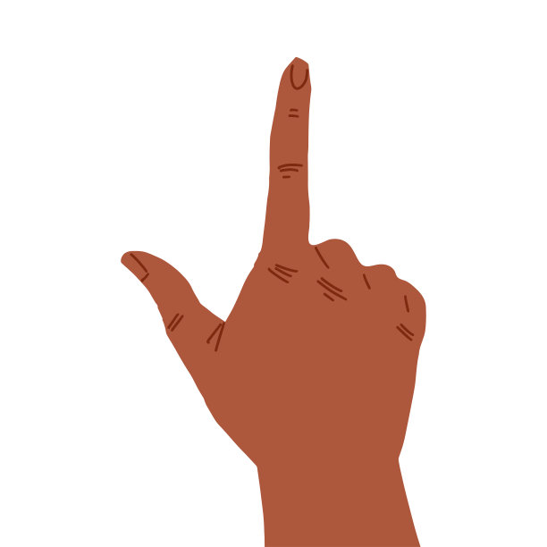 手用食指指向，肤色棕色图片下载
