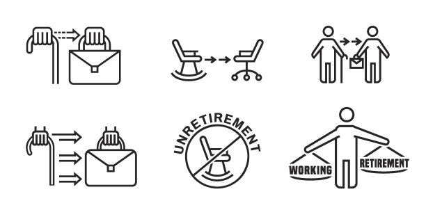 不退休图标集。可编辑矢量集合图片下载