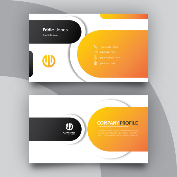 黑色和橙色创意名片设计模板图片下载