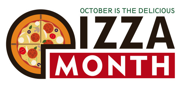 美味披萨和标签庆祝10月的披萨月图片下载