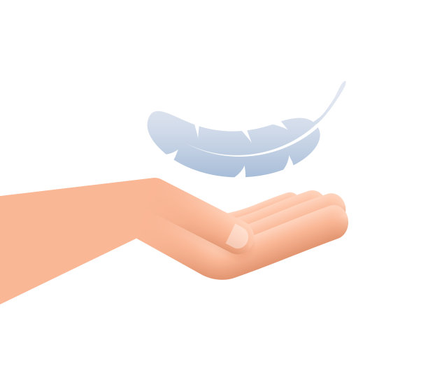 手中的羽毛图标。轻笔尖符号。矢量股票图图片下载