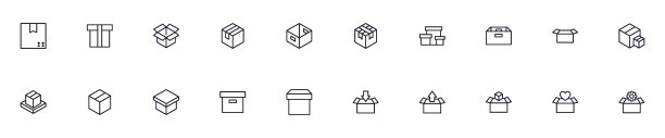 盒子概念：高质量盒子线条图标集，可用于网站、宣传单、banner和网店等图片下载