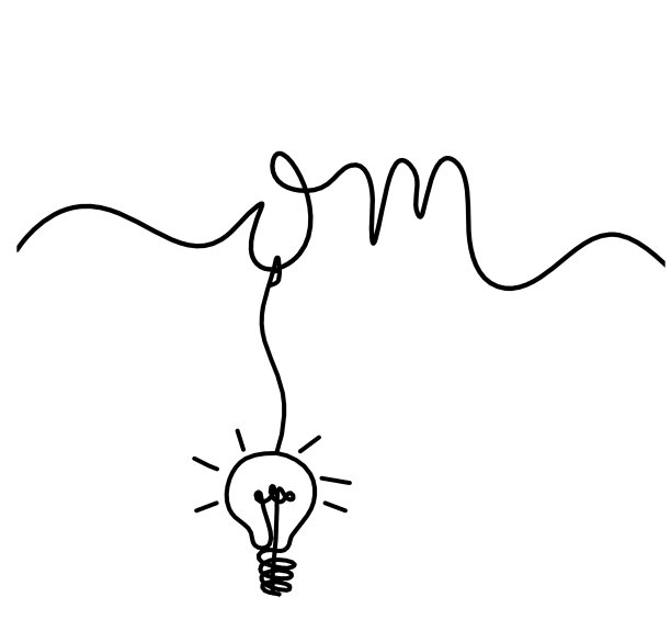 白色上以灯泡为线条的OM标志图片下载