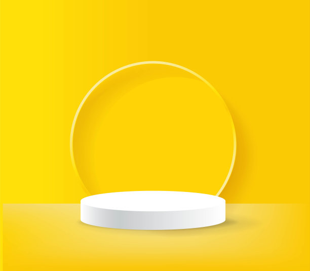 现实的基座基座与黄色背景图片下载