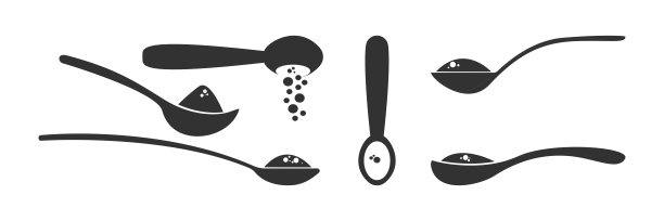 汤匙与糖，盐，面粉或其他成分图标图片下载