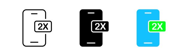 设置的图标数量。智能手机，电子产品，商店，销售，购买，2倍，速度，倒带，动画速度。技术的概念。不同风格的矢量线图标图片下载