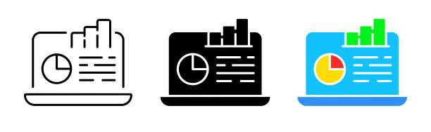 信息图图标设置。统计数据。信息、数据、分析、笔记本电脑、自由职业、投资、培训、发展、文档。经营理念。不同风格的矢量线图标图片下载