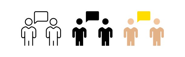 对话框图标设置。群人，演讲泡，商务，辩论，团队，计划，战术，论坛，会议，团结。通信的概念。不同风格的矢量线图标图片下载