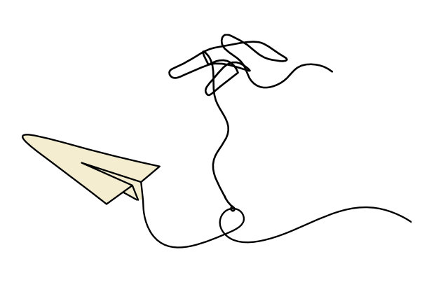 抽象彩色纸平面与手作为线画在白色图片下载