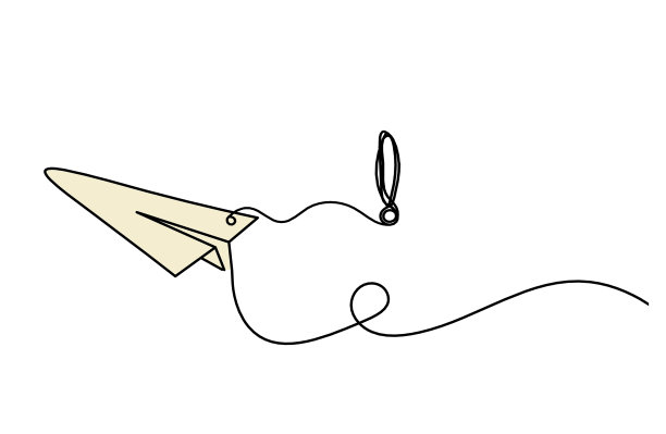 抽象彩色纸平面与感叹号作为线画在白色图片下载