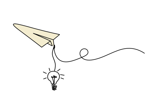 抽象彩色纸平面，以灯泡为线画在白色图片下载