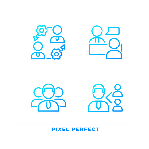 团队像素完美梯度线性矢量图标集图片下载