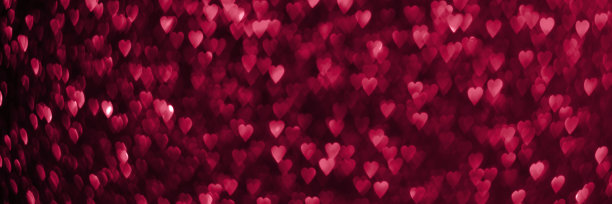 品红心散景背景横幅图片下载