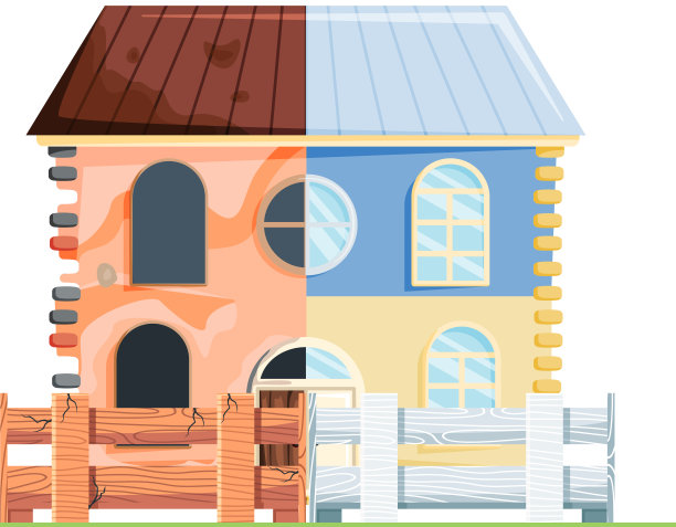 家居装修，老房子前后修复。新老郊区小屋。改造建设图片下载