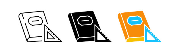 笔记本图标设置。尺子，课，学校，学习，学生，老师，学校科目，数学，笔记，摘要，。知识的概念。不同风格的矢量线图标图片下载