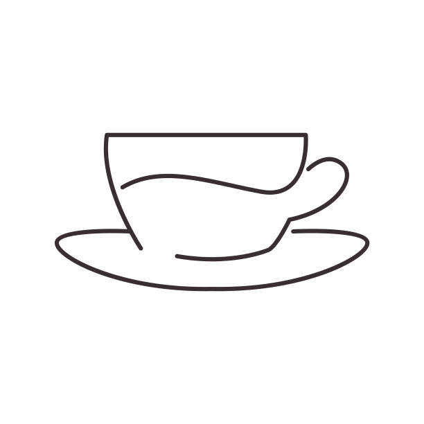 线条艺术咖啡图标标志图片下载