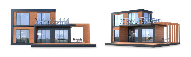 模块化住宅孤立在白色背景上。三维演示图片下载