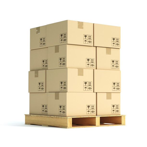 纸板盒上的木制调色板3d插图图片下载