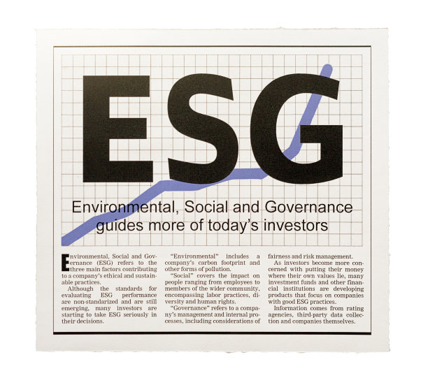 ESG占据了报纸头条和有关环境、社会和治理的文章图片下载