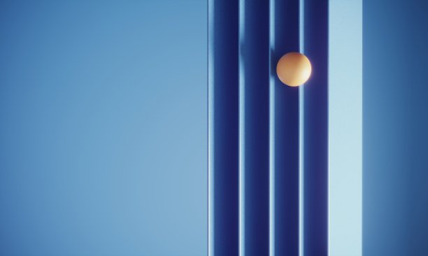 橙色的球爬在彩带上图片下载