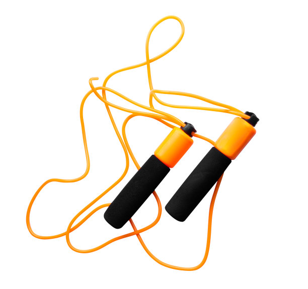 跳绳孤立在白色背景，俯视图图片下载