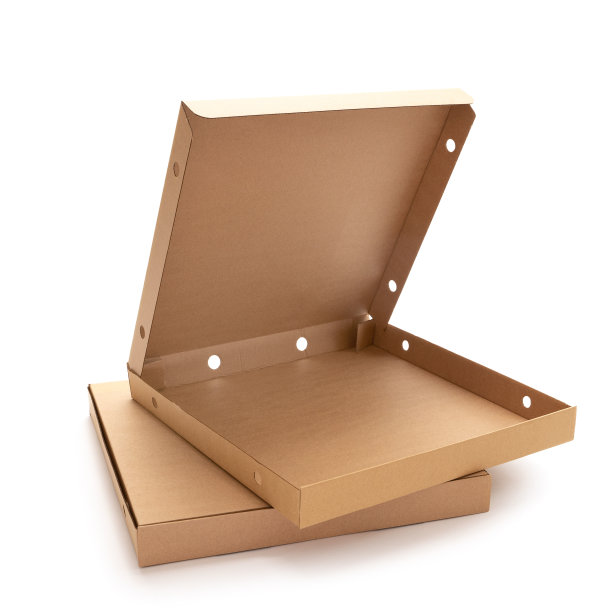空纸板箱披萨孤立在白色背景图片下载