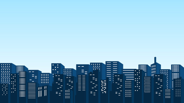 城市全景图，周围有许多公寓和购物中心图片下载