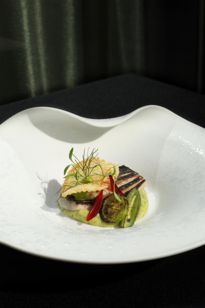 米其林星级美食鱼柳配土豆茄汁图片下载