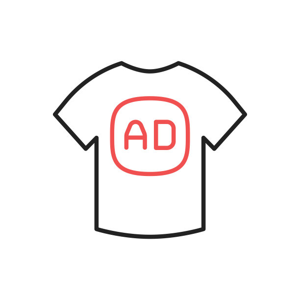 印有广告图标的t恤。高质量的彩色矢量插图。图片下载
