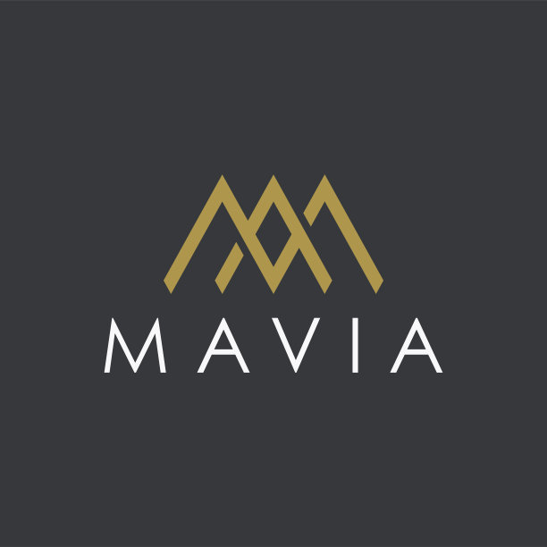 几何线性标志排版字母M豪华黄金模板图片下载