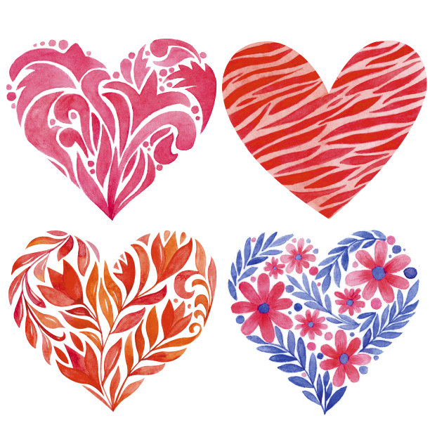 一套水彩心图片下载