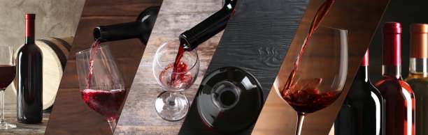 美丽的拼贴与不同的照片的葡萄酒。旗帜设计图片下载