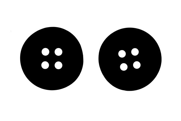 白色背景上孤立的按钮剪影图片下载