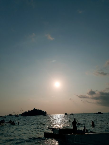 在海滩上看日落图片下载