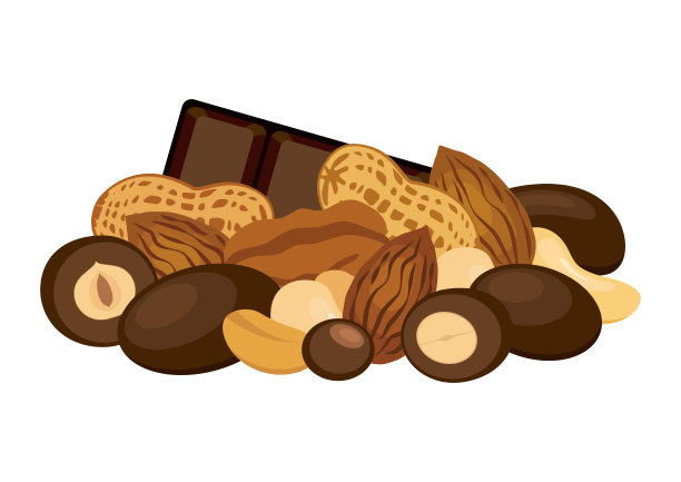 巧克力覆盖坚果矢量插图图片下载