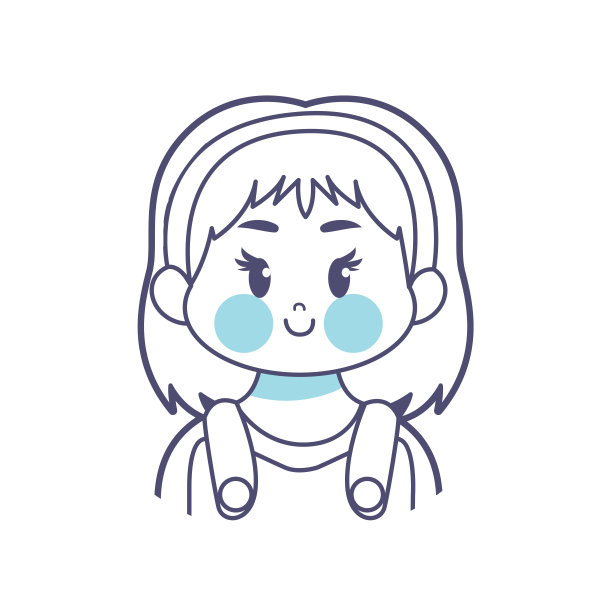 矢量卡通可爱的卡哇伊儿童脸隔离图片下载