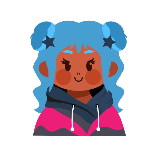 矢量卡通可爱的卡哇伊儿童脸隔离图片下载