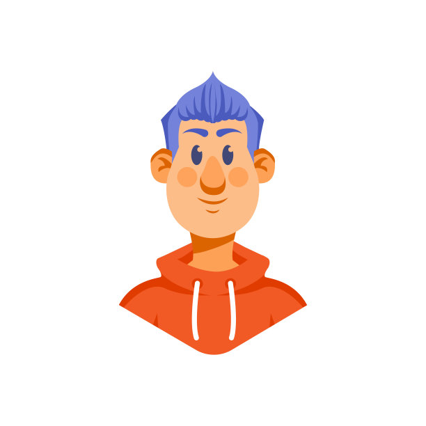 矢量卡通可爱的年轻人图标孤立图片下载