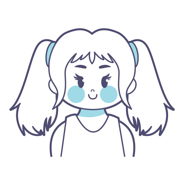 矢量卡通可爱的卡哇伊儿童脸隔离图片下载