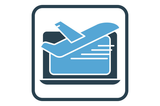 航班预订图标说明。飞机图标与笔记本电脑。图标与交通、旅游、旅行有关。实心图标样式。简单的矢量设计可编辑图片下载