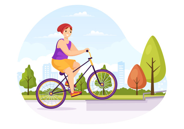 BMX自行车运动插图与年轻人骑自行车的网页横幅或登陆页在平面卡通手绘背景模板图片下载