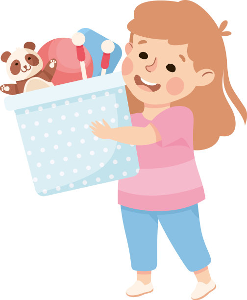 快乐的女孩，她的游戏室里装满了玩具图片下载