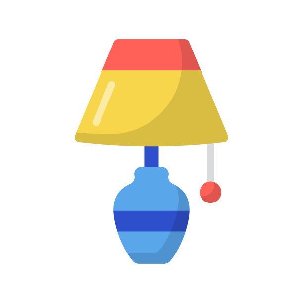 台灯矢量平面图标设计说明。白色背景上的家具符号EPS 10文件图片下载